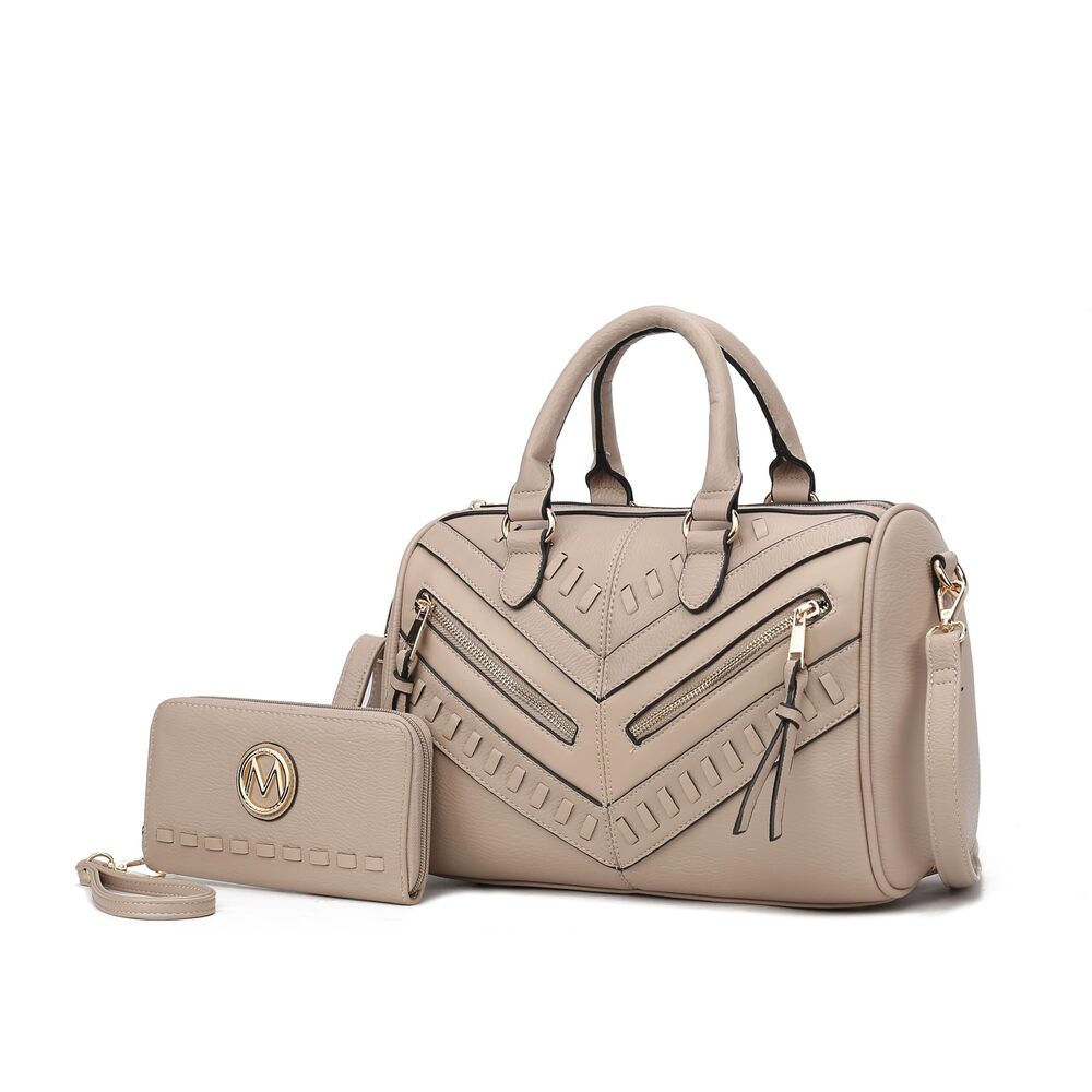 2207 Satchel Bag with Wallet, Vegan Leather Top Handle Shoulder Handbag